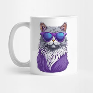 Purple cat in sunglasses Mug